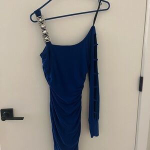 Elegant Blue One-Shoulder Dress